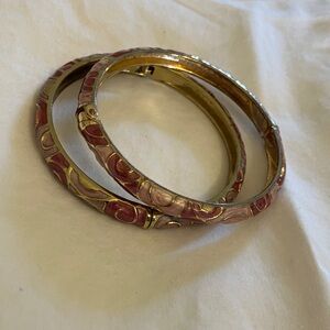 Elegant Gold, Pink, and Mauve Bangle Set